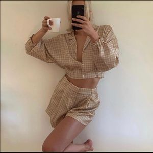 orange silk shorts. Super flowy and comfortable!!